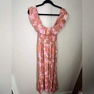 Lush Pink Floral maxi Dress -S